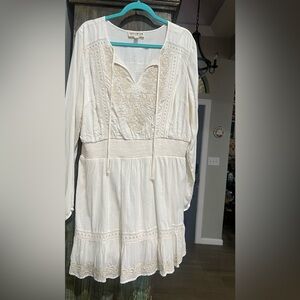 Idyllwind by Miranda Lambert . Cream Long-Sleeve Embroidered Peasant Dress XL